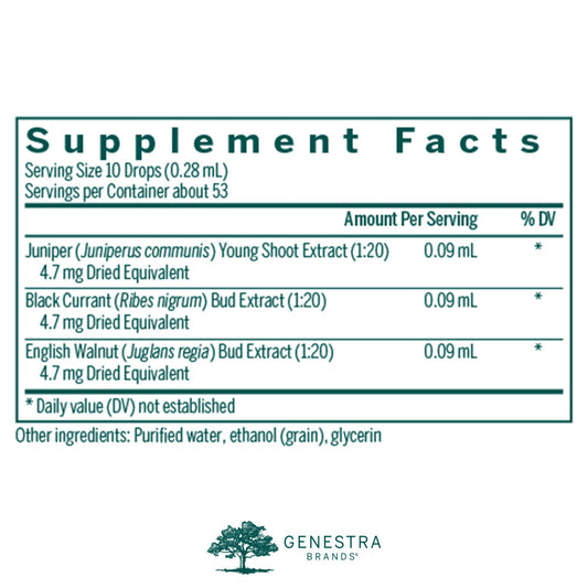 Genestra Liv-gen label closeup showing phytoembryotherapy concept.