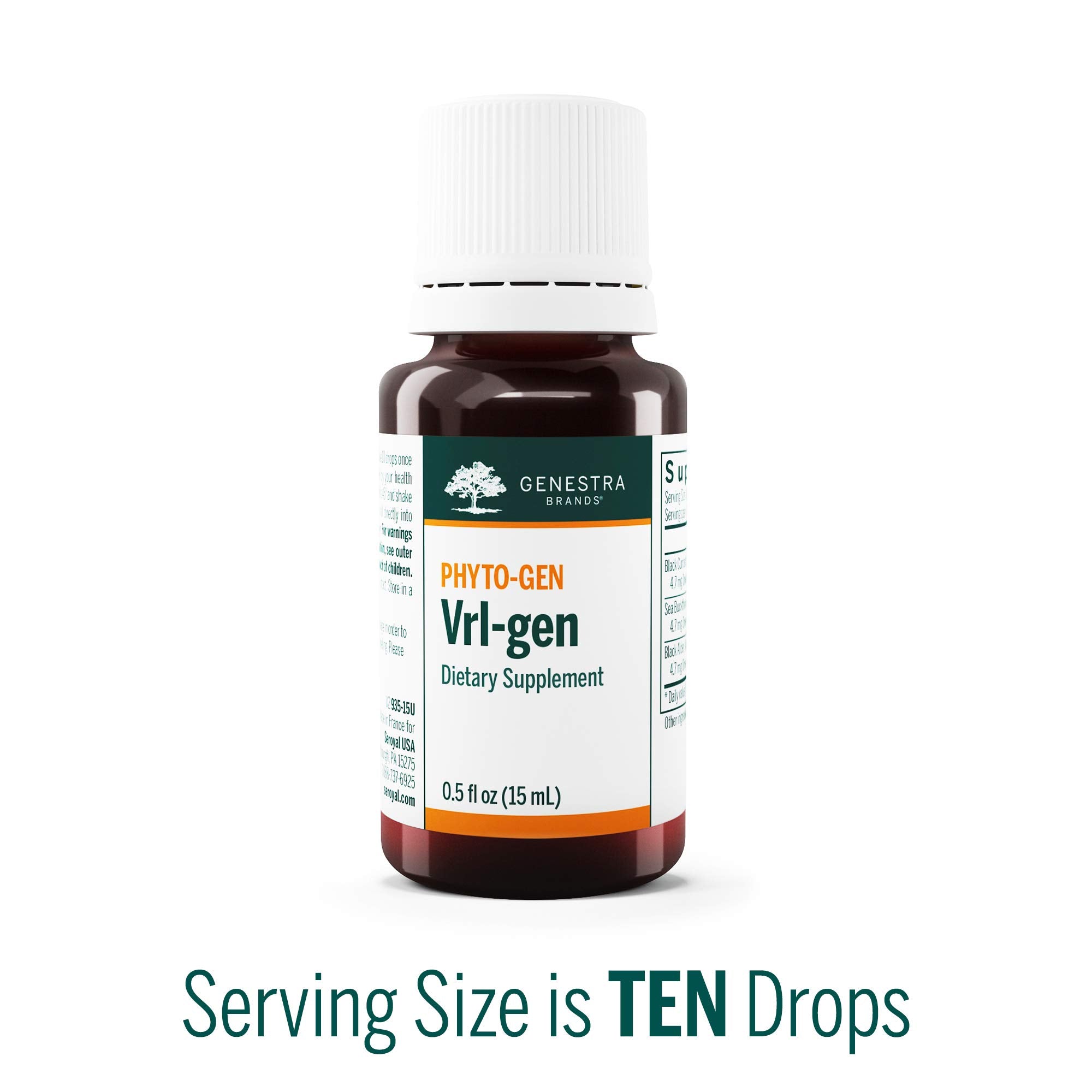 Genestra VRL-GEN label closeup highlights phytonutrient-rich formulation