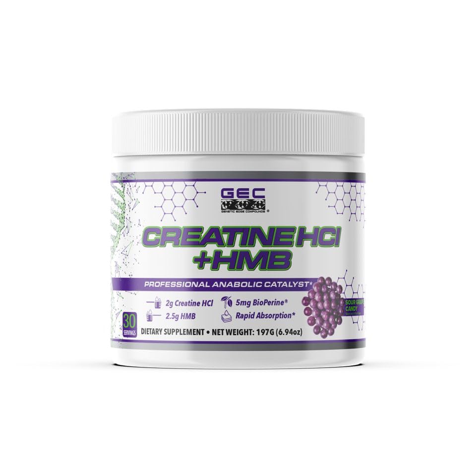 Genetic Edge Creatine HCl + HMB bottle highlights a clean recovery formula