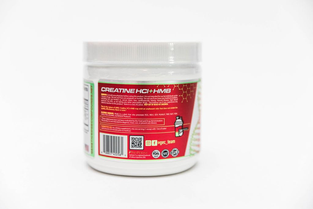 Flavor label for Genetic Edge Creatine HCl + HMB with blue lemonade profile