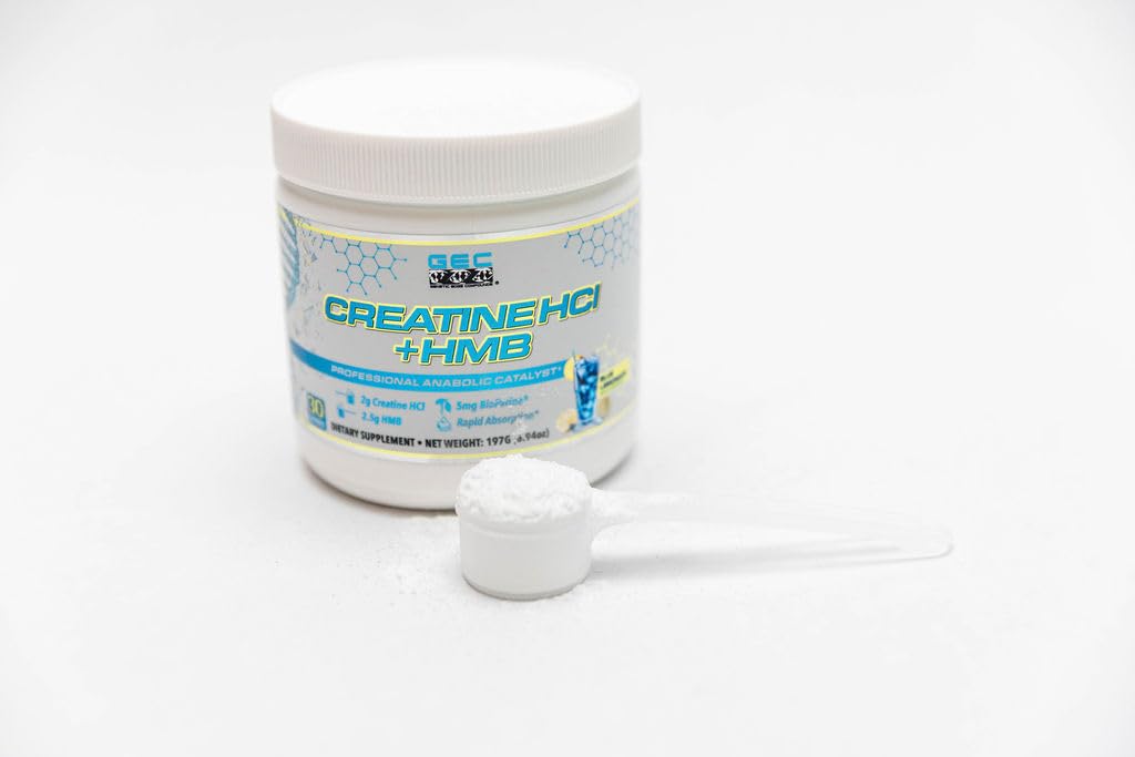 Genetic Edge Creatine HCl + HMB label detail shows no artificial dyes.
