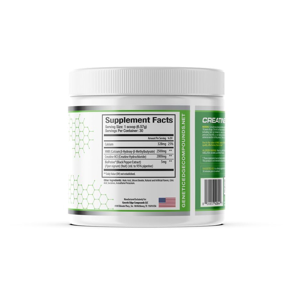 Genetic Edge Compounds Creatine HCl + HMB powder dissolves easily in water