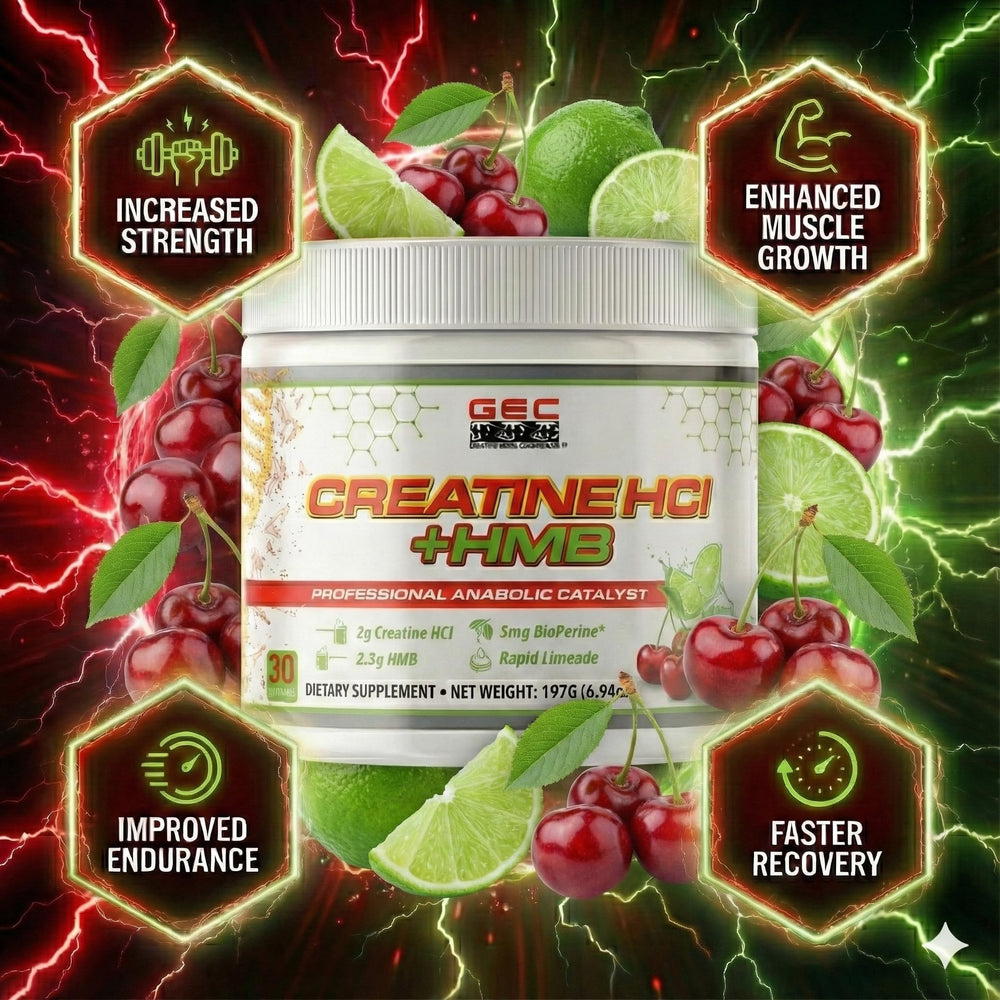 Creatine HCl + HMB scoop dissolving in water, showing quick mix for pre‑workout