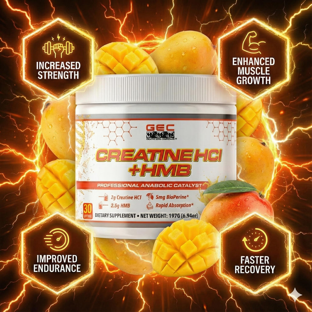 Genetic Edge Creatine HCl + HMB scoop demonstrates precise daily dosing.