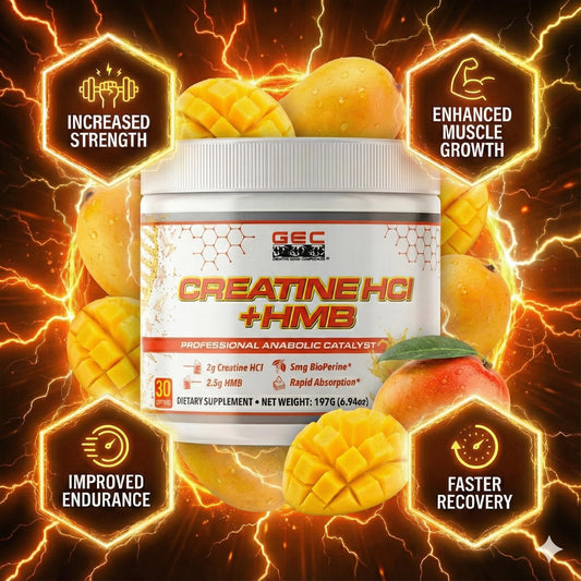 Genetic Edge Creatine HCl + HMB scoop demonstrates precise daily dosing.