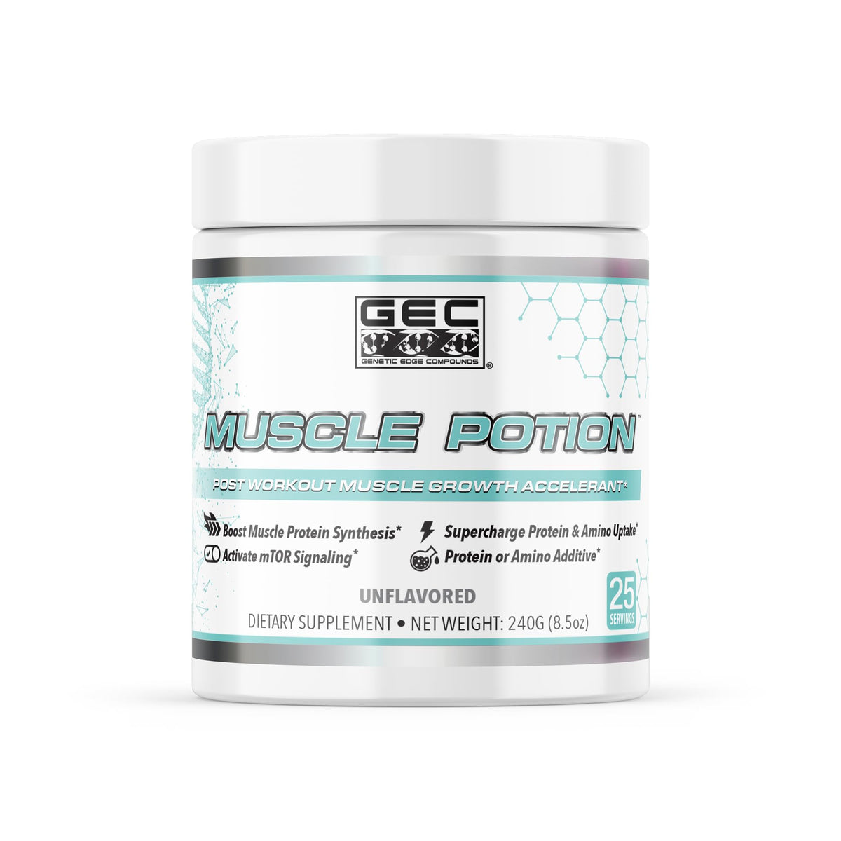Genetic Edge Muscle Potion bottle ready for post-workout fueling.