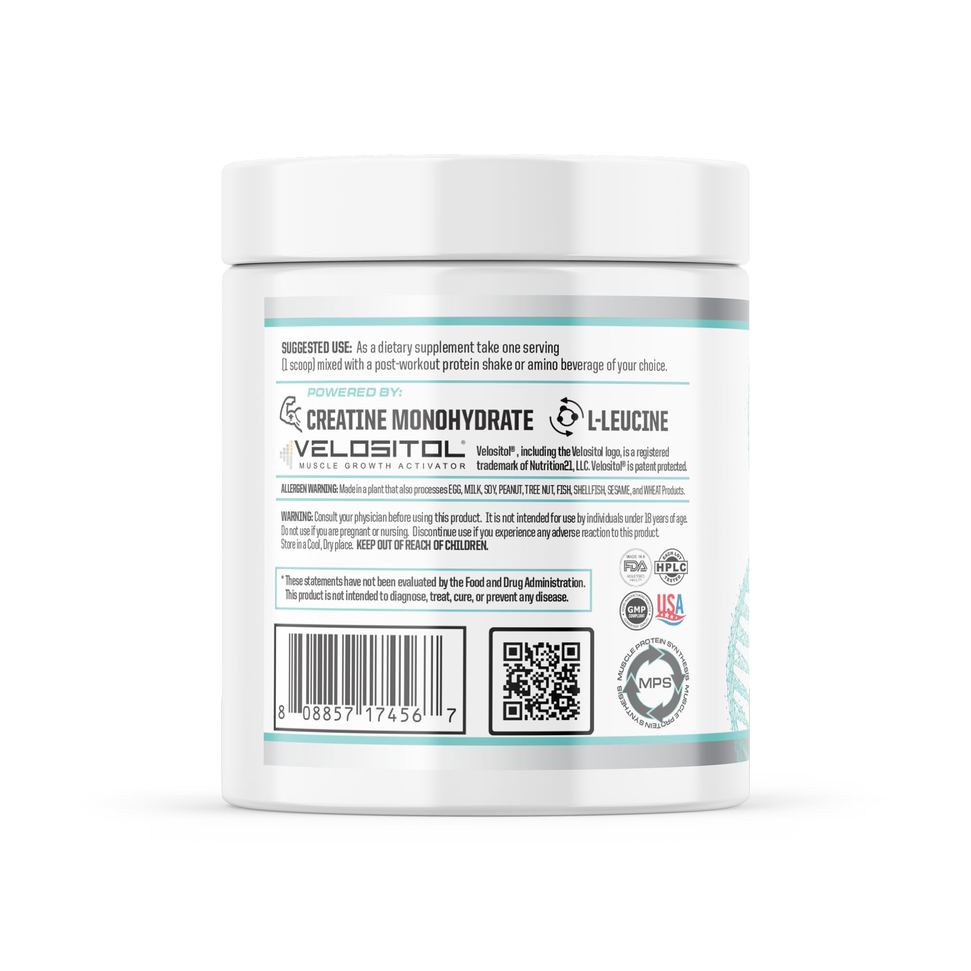 Close-up of Genetic Edge Muscle Potion label highlighting key ingredients.