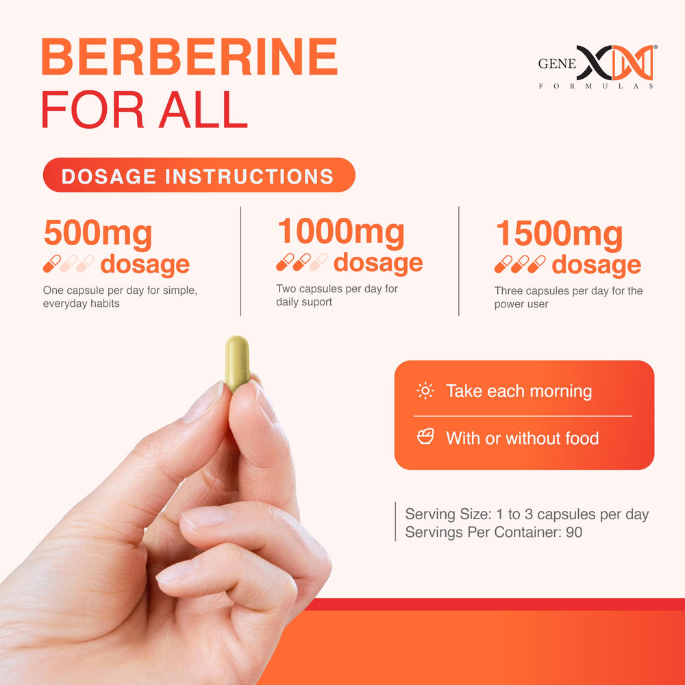 Product label with COA note communicates transparency for Genex Berberine HCl 500mg.