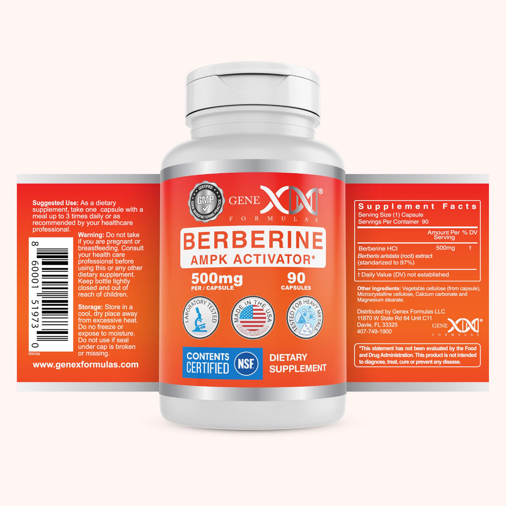 Vegetarian capsules from Genex Berberine HCl 500mg promise easy daily use.