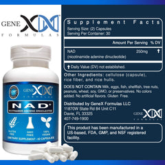 Genex Formulas NAD+ bottle front displays dosage and packaging.