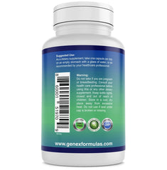 Genex Formulas Nicotinamide 500mg ingredients panel illustrates non-GMO, gluten-free formulation.