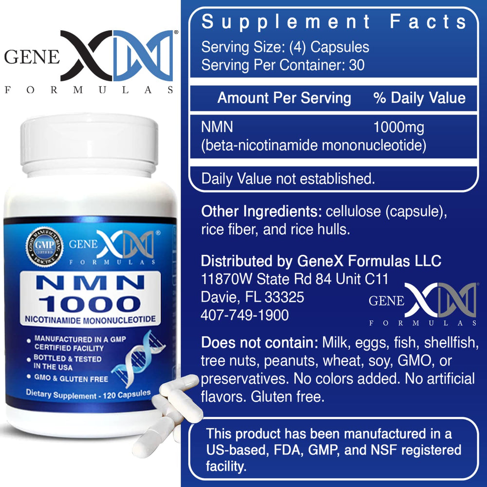 Genex Formulas NMN 1000mg bottle packaging and label