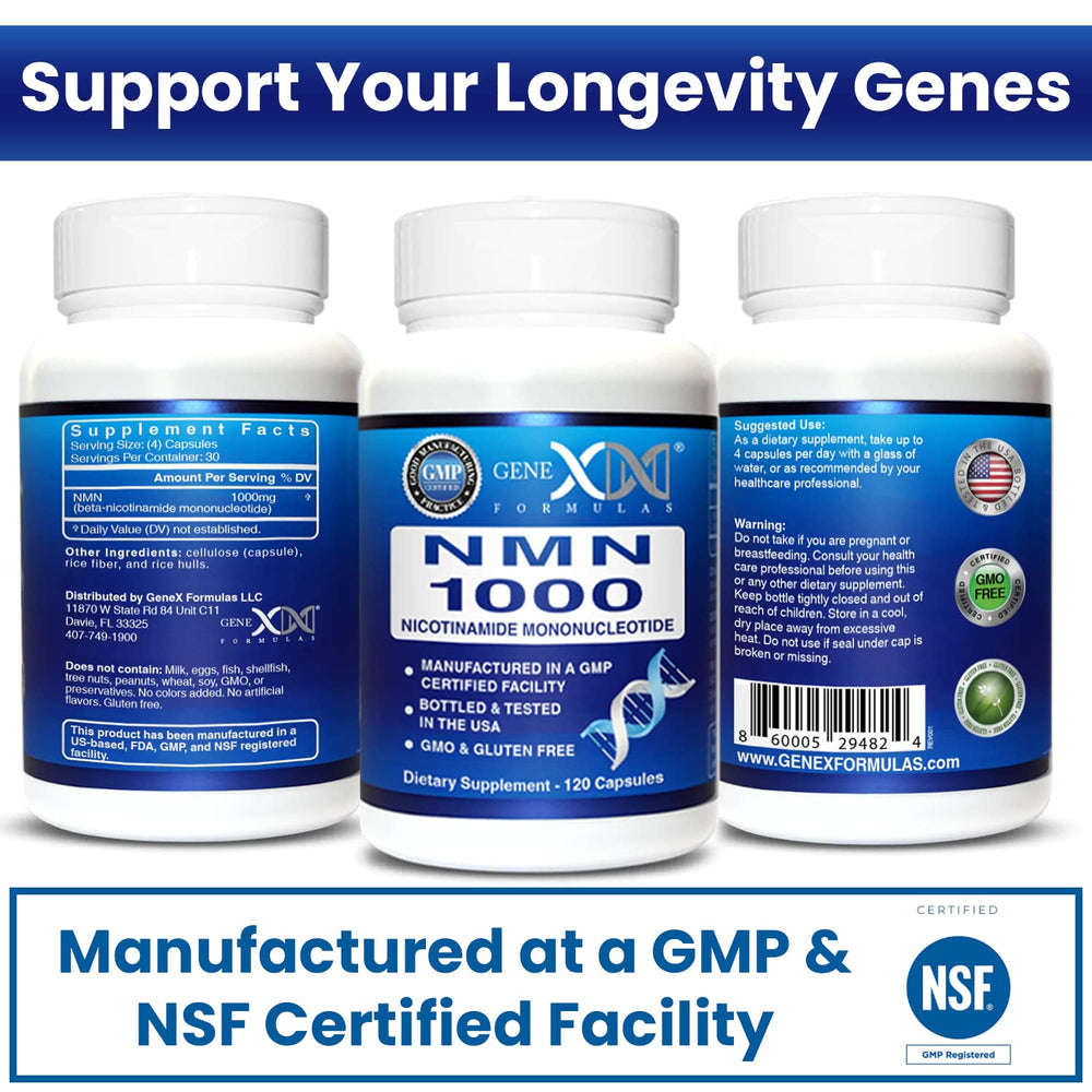Non-GMO, gluten-free, vegan NMN 1000mg capsule options