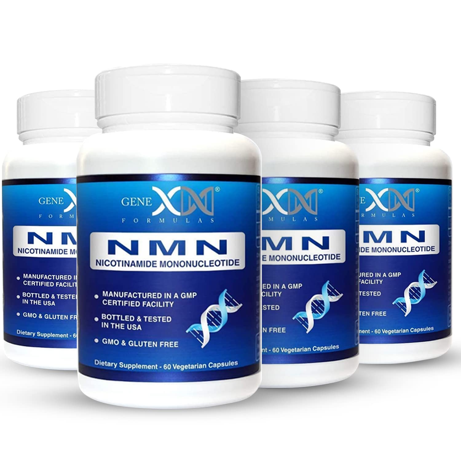 Genex Formulas NMN 250mg bottle front with shelf-stable packaging