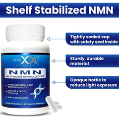 Opaque NMN bottle with packaging designed for safe shipping and storage