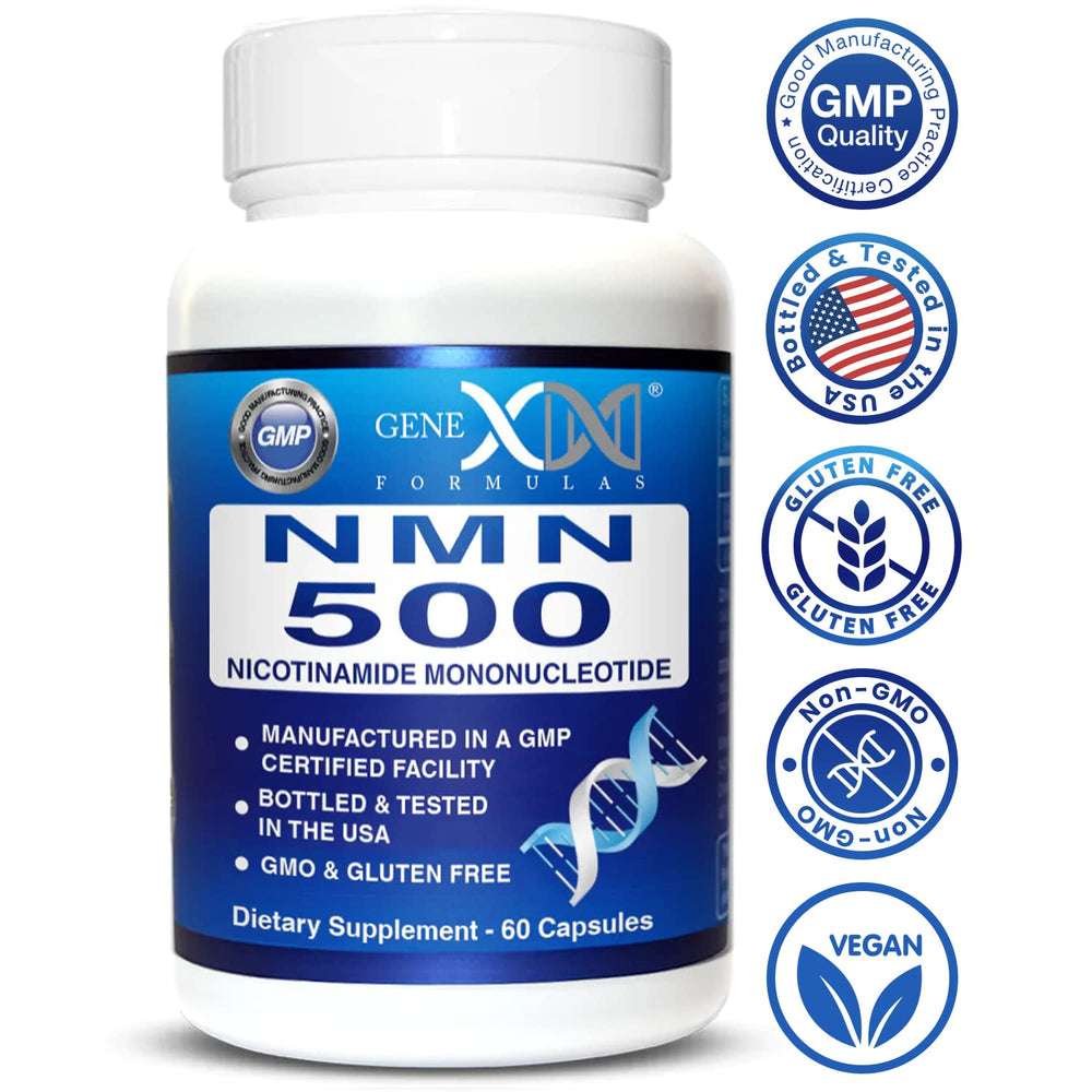 Genex Formulas NMN 500mg shelf-stable packaging helps preserve potency.