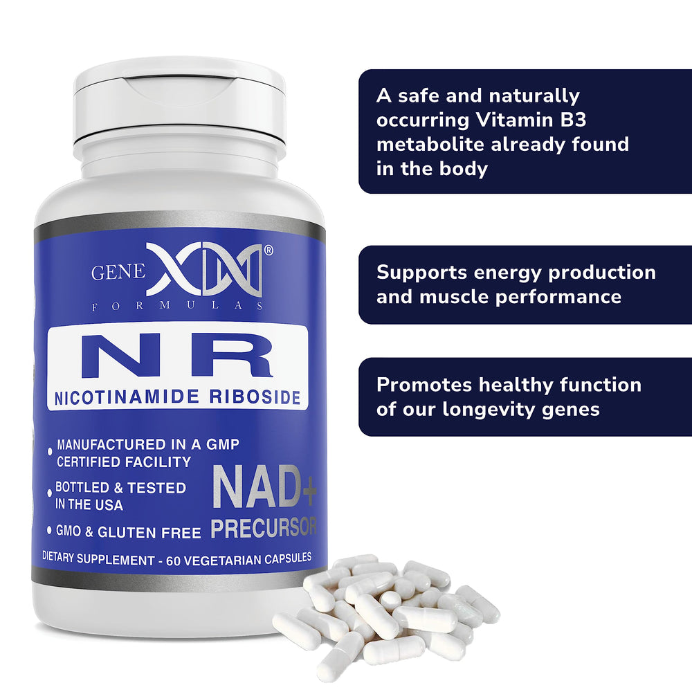 Genex Formulas NR bottle side panel details ingredients and certifications