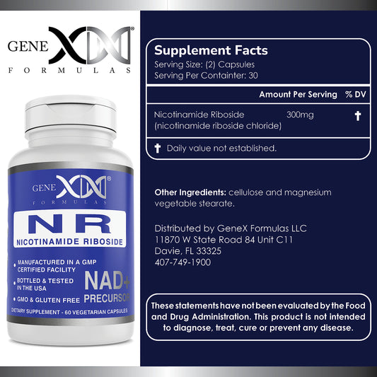 Genex Formulas NR capsules close-up demonstrating easy-to-swallow form