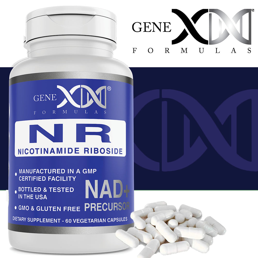 Genex Formulas NR gluten-free non-GMO claim on label