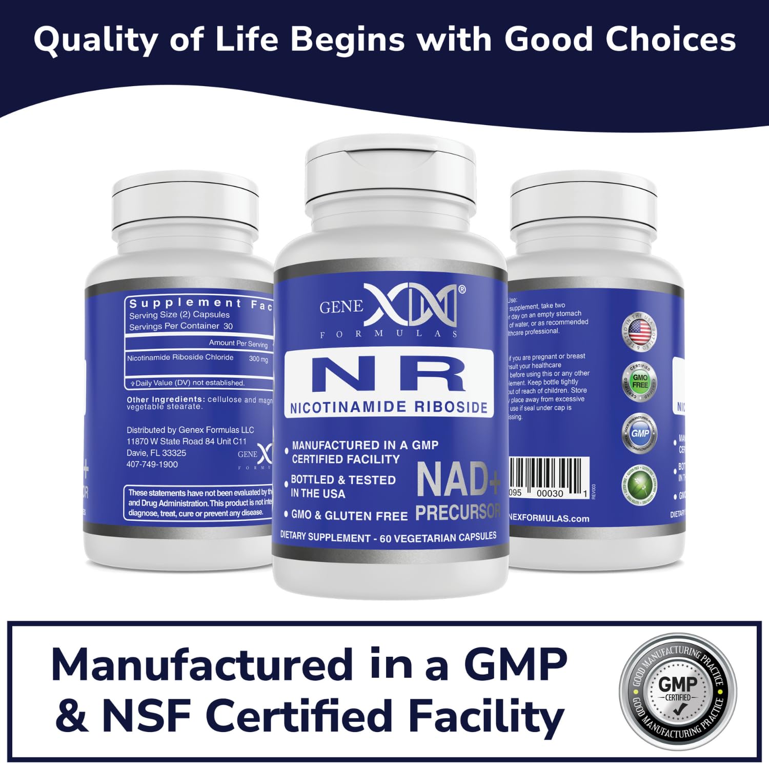 Genex Formulas NR vegetarian friendly icon on packaging