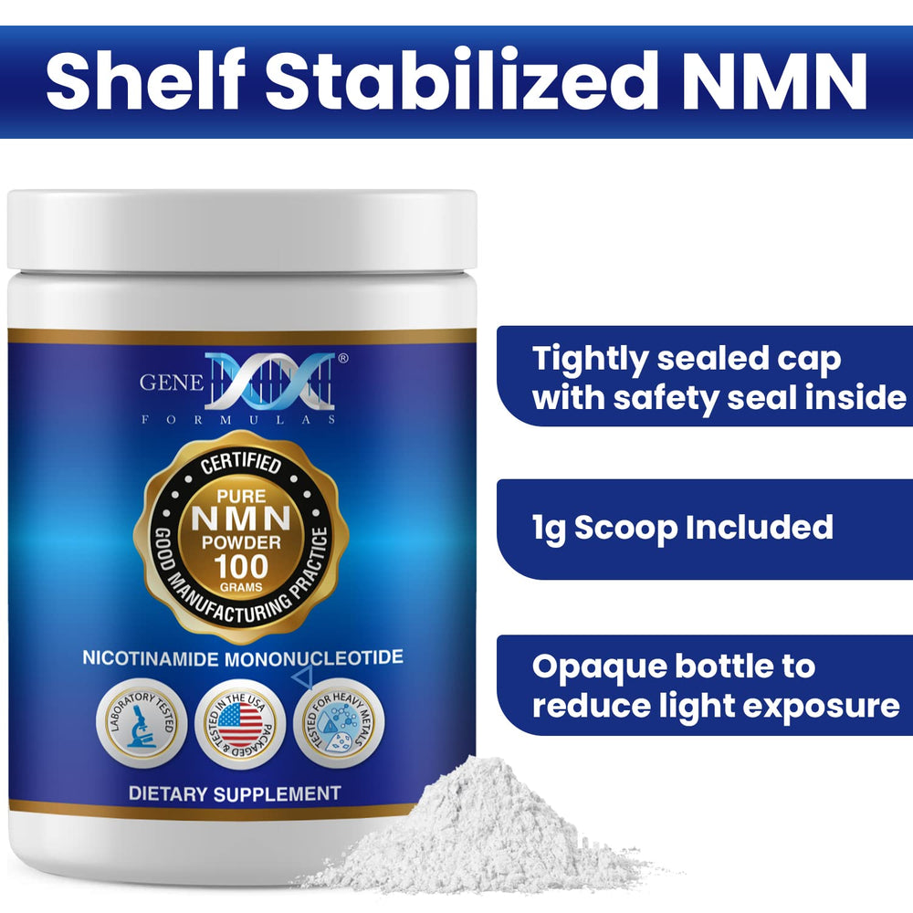 Genex Formulas NMN powder dissolves instantly in a drink for quick use