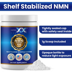 Genex Formulas NMN powder dissolves instantly in a drink for quick use