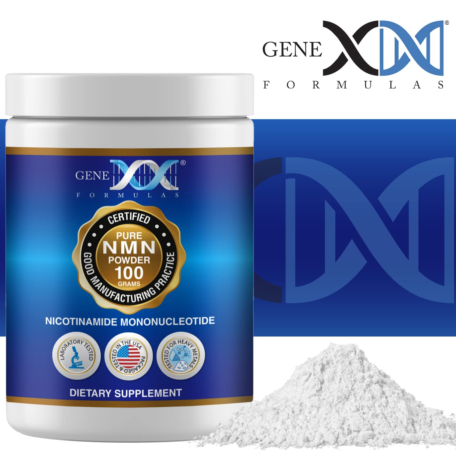 Genex Formulas NMN powder produced in a US facility with strict quality control