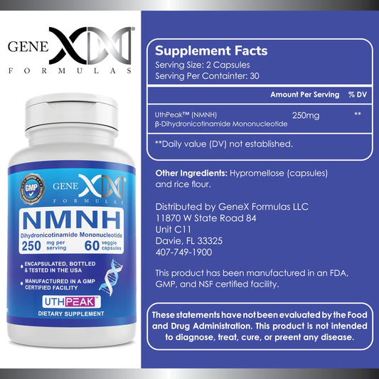 Genex Formulas NMNH capsules close-up for easy daily intake