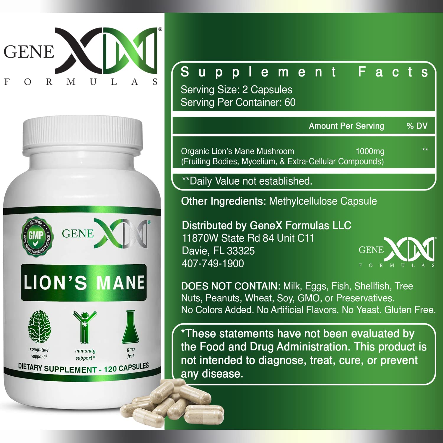 Genex Lions Mane bottle pour demonstrating easy intake during study sessions.