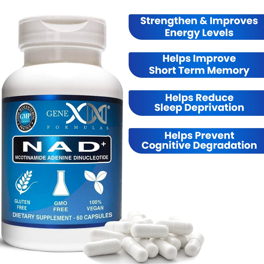 Genex NAD+ capsules in hand for easy daily use.