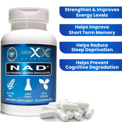 Genex NAD+ capsules in hand for easy daily use.