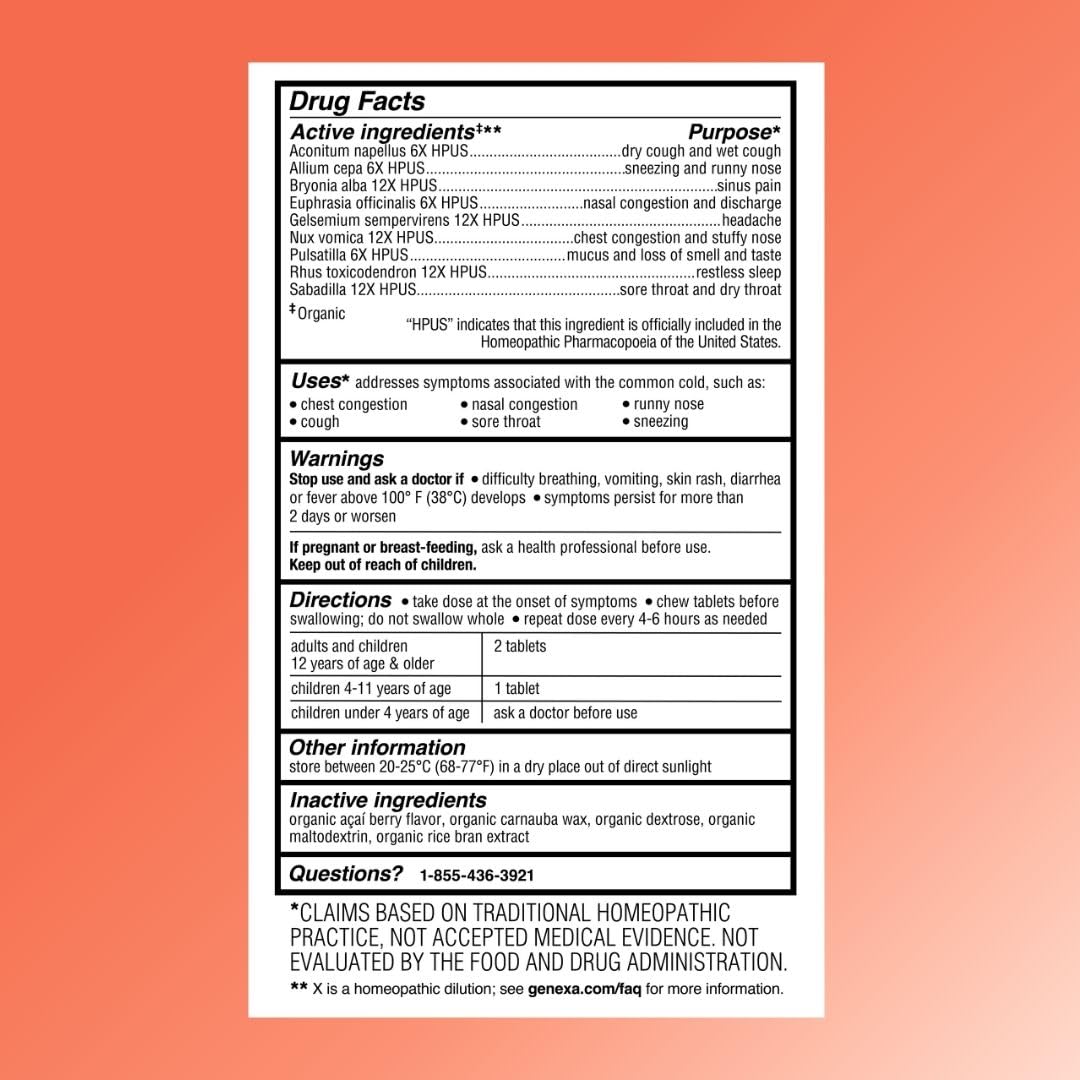 Genexa Cold Crush made in USA, trusted homeopathic blend.