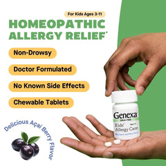 Genexa Kids Allergy Care multi-symptom relief icons representing hay fever symptoms