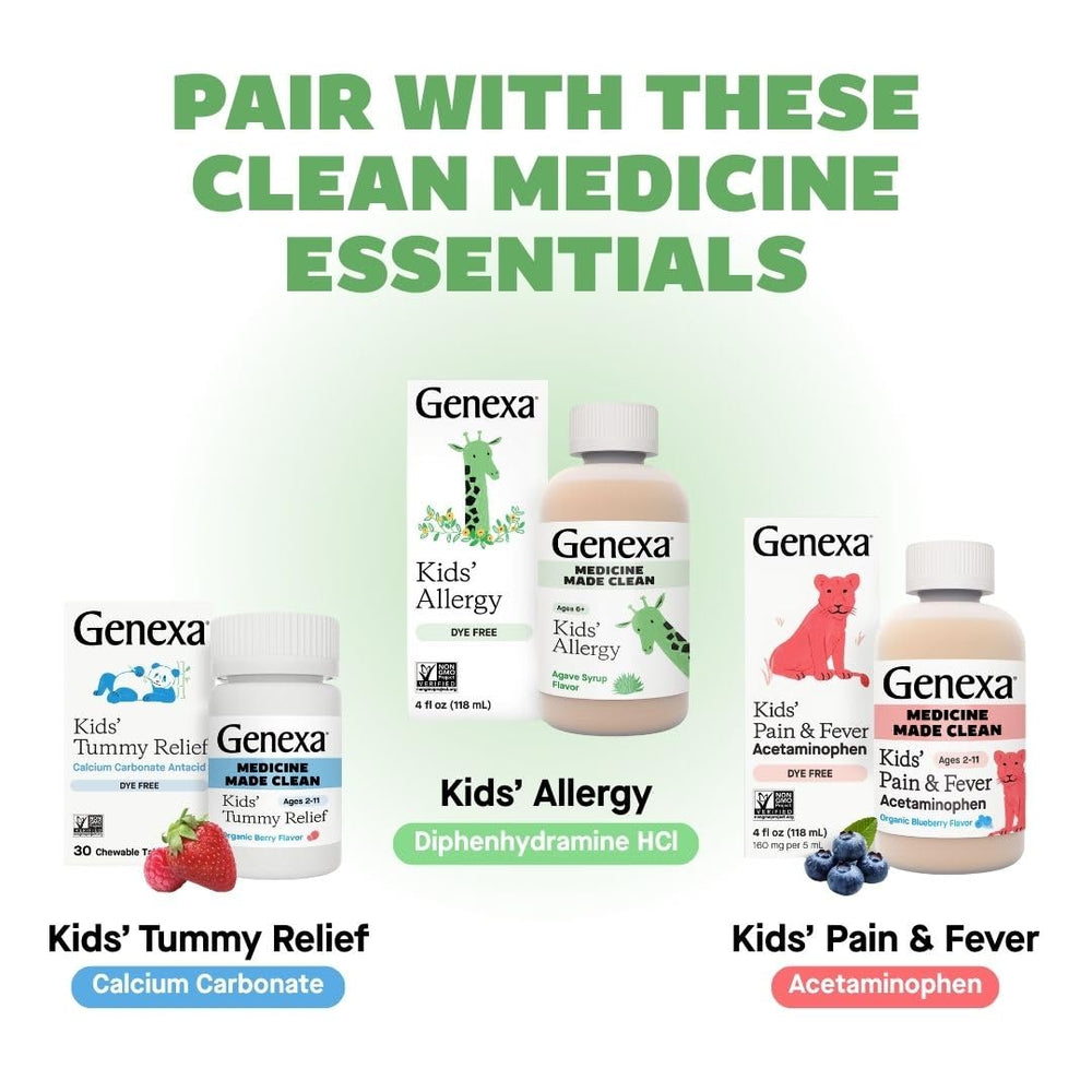 Travel-friendly Genexa Kids Allergy Care packaging for on-the-go use