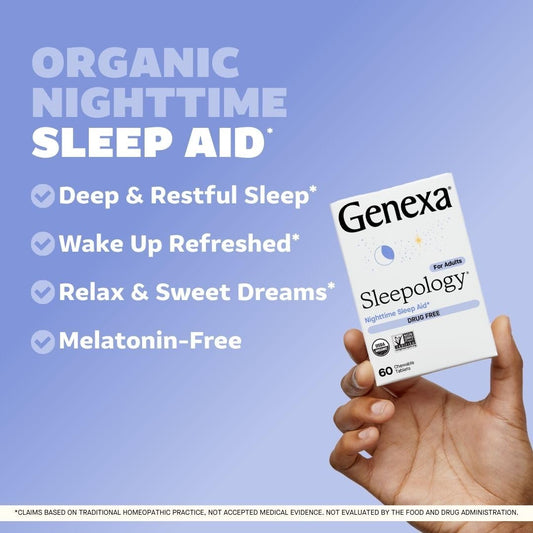 Genexa Sleepology vanilla lavender chewable tablet close-up for easy use