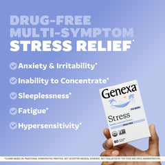 Genexa Stress formula highlights gluten free ingredients for sensitive diets.