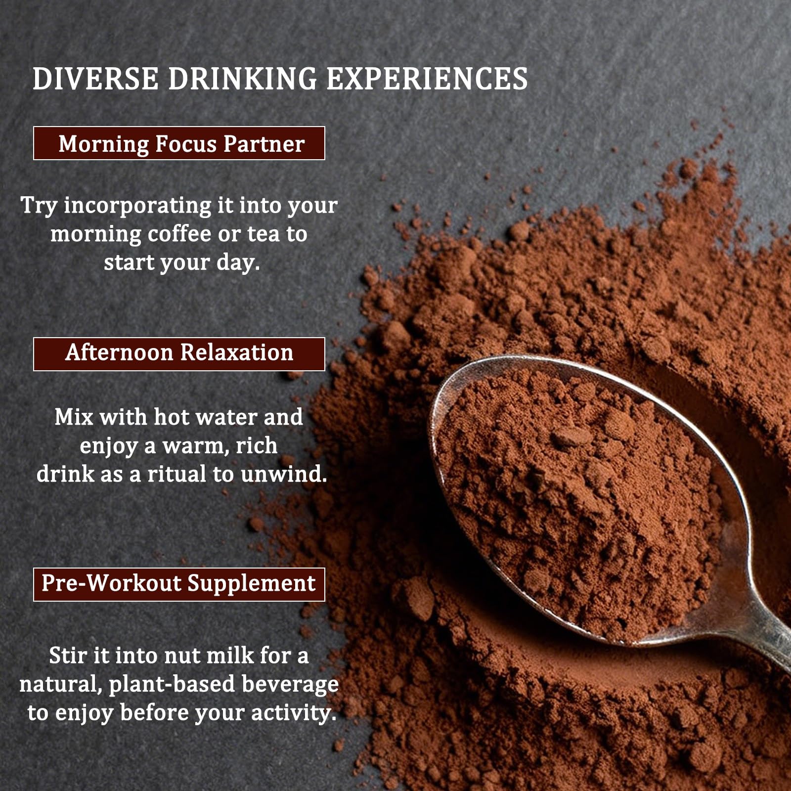 GENGGUI Cocoa flavonoids blend visual emphasizing antioxidant-rich profile.