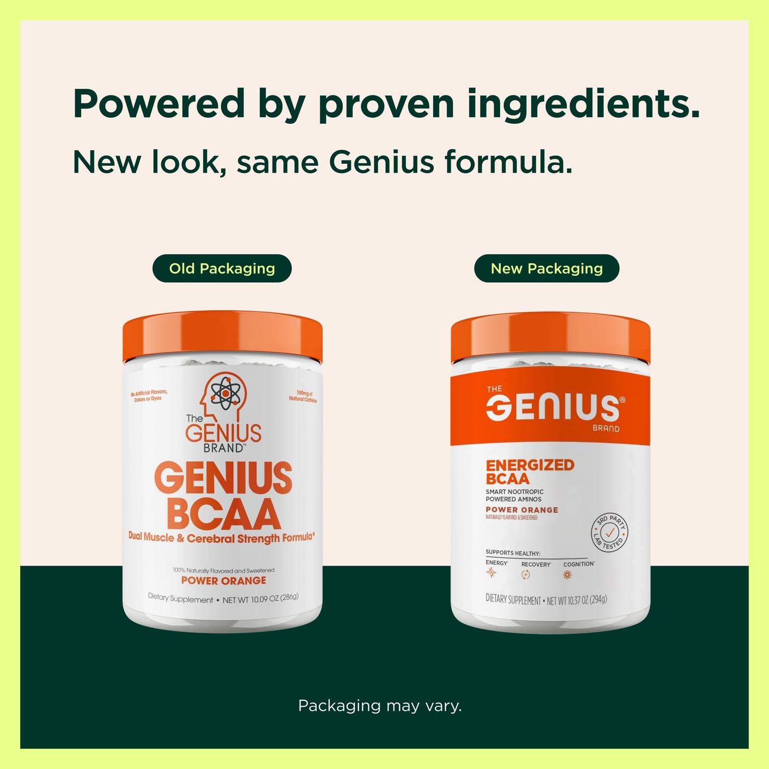 Genius Brand BCAA Powder scoop being used to mix pre-workout energy boost.