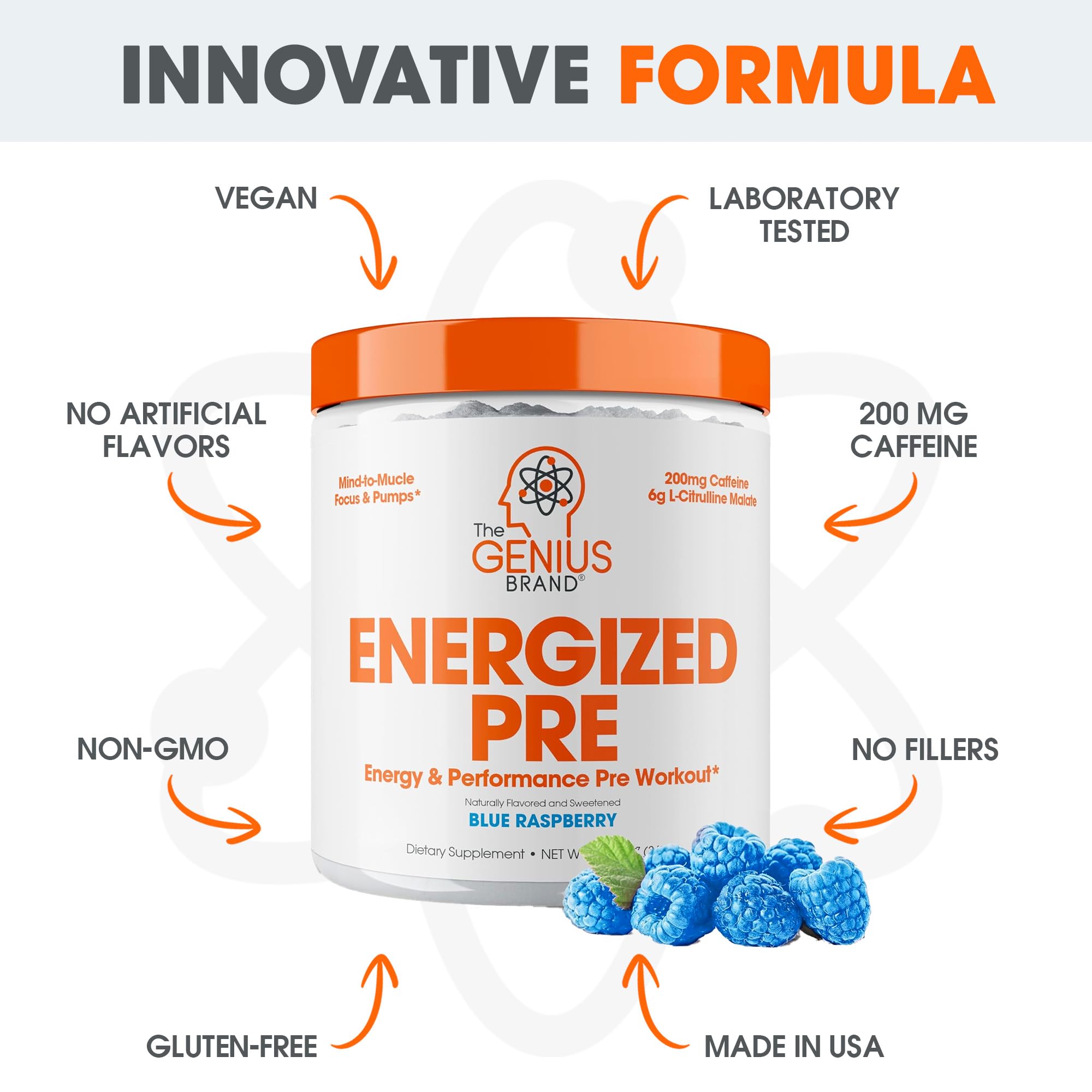 Genius Energized back label with ingredients overview
