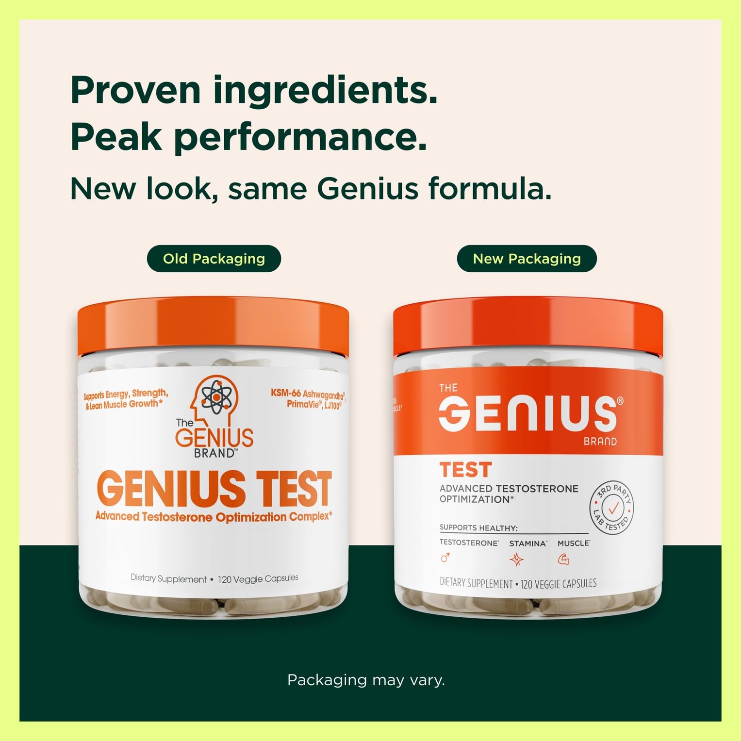 The Genius Brand Genius Test packaging display conveys value and clarity.