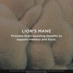 Nutrition label highlights real Lion's Mane extract and essential vitamins