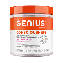 Genius Consciousness bottle full view for sustained focus during study and work.