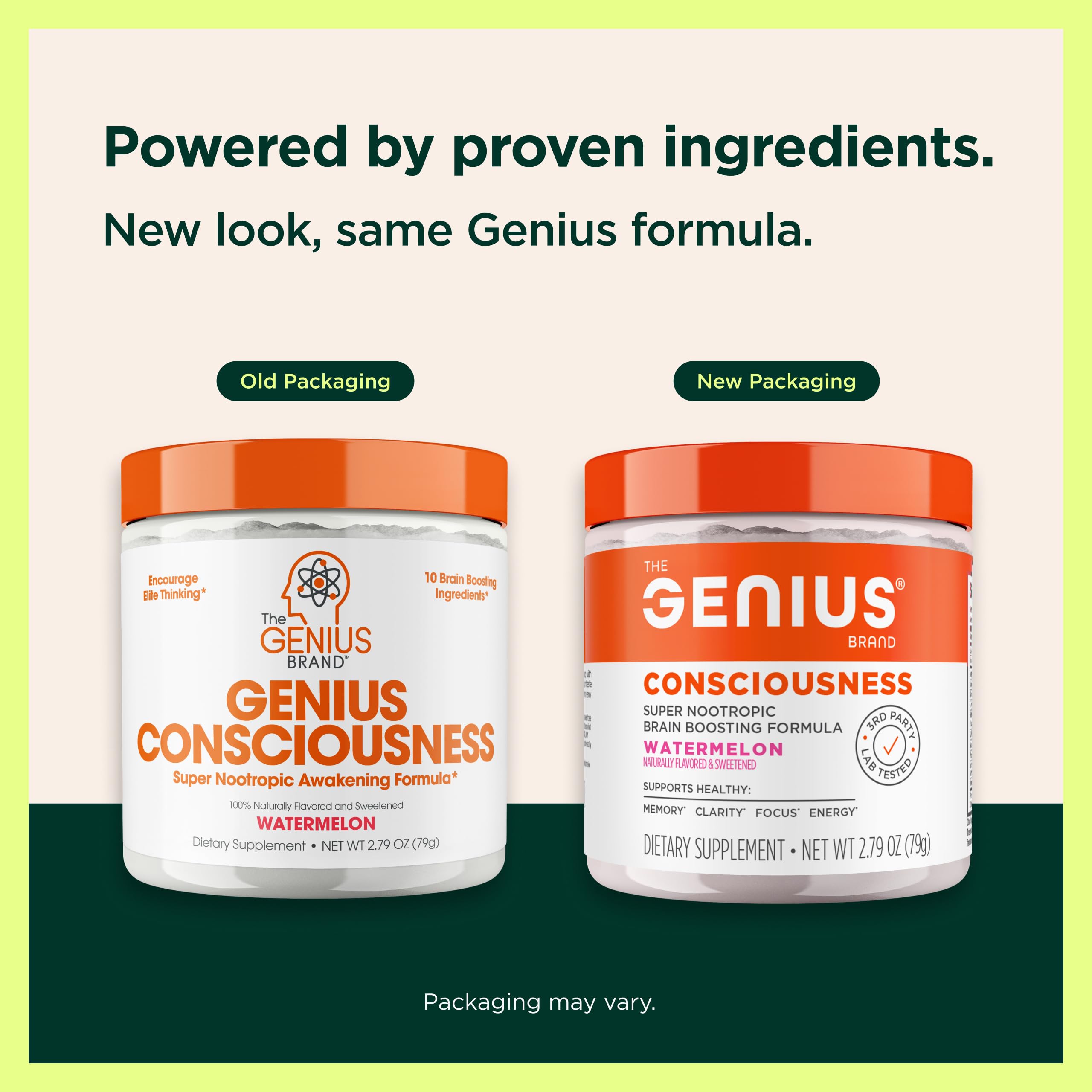Genius Consciousness label close-up showcasing premium ingredients for cognitive support.