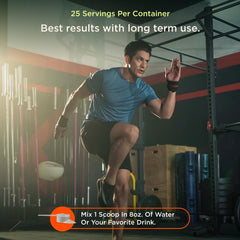 Genius Creatine container stores 25 scoops for weeks of workouts.