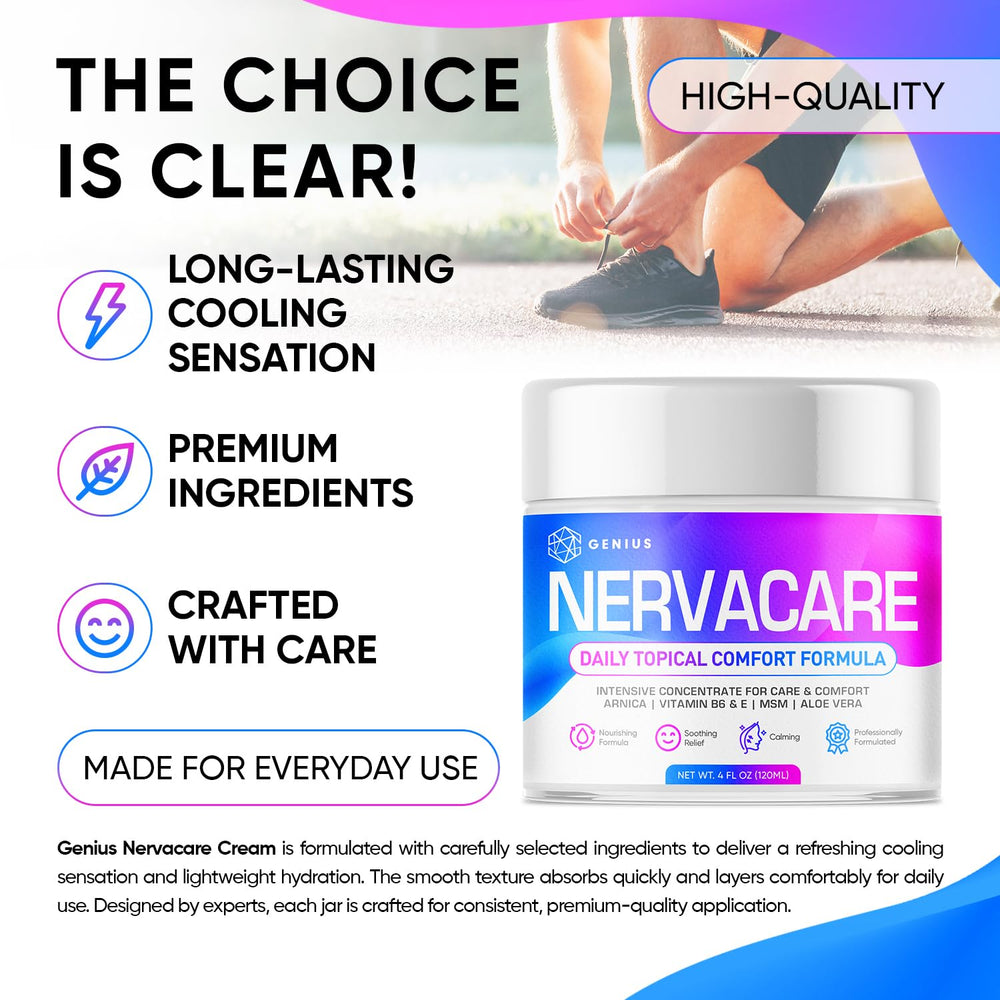 GENIUS CURE Nervacare menthol cooling sensation on skin.