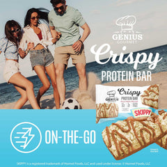 Genius Gourmet SKIPPY gluten-free bar close-up packaging