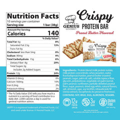 Genius Gourmet SKIPPY peanut butter bar texture close-up showing crispy bite