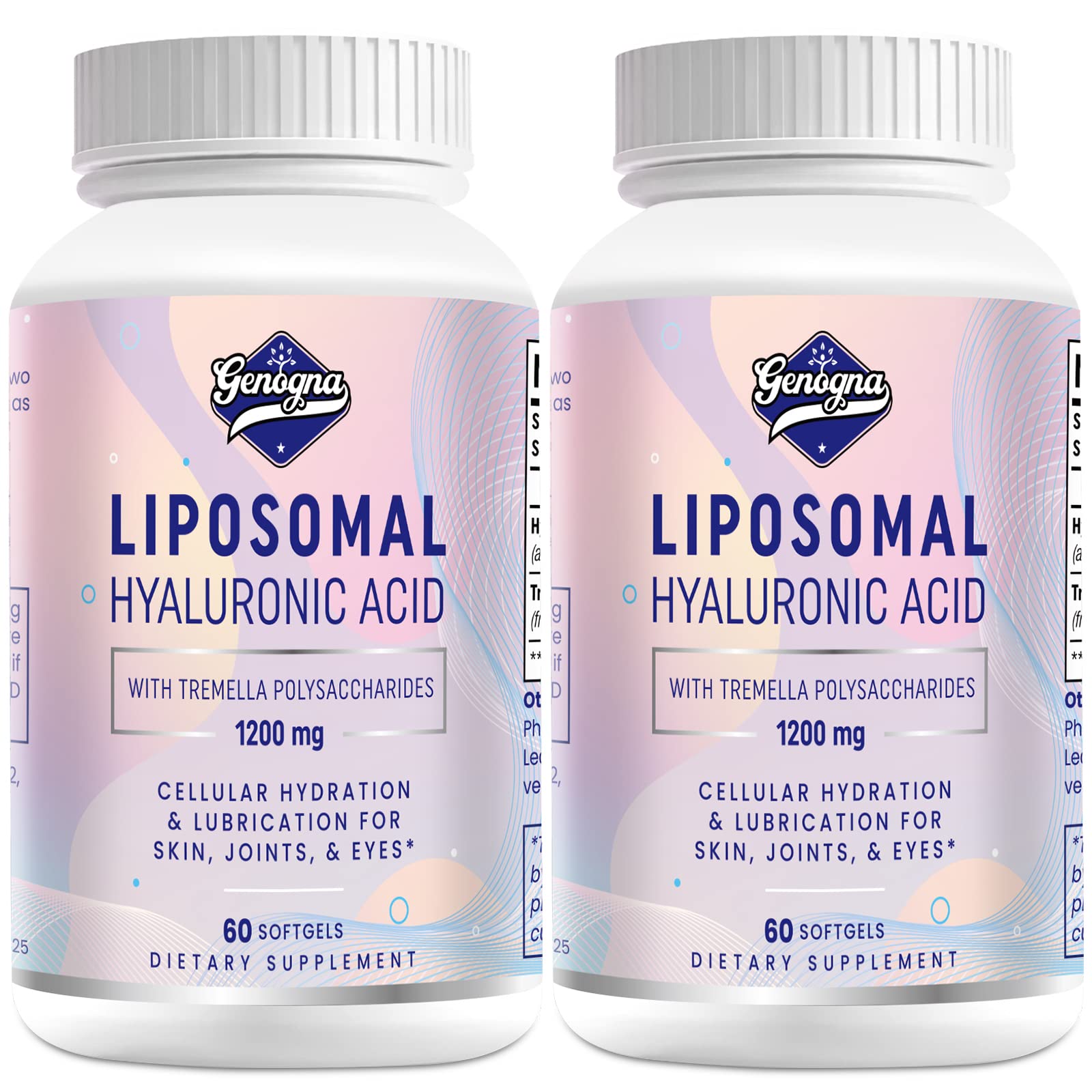 Genogna liposomal hyaluronic acid bottle showing hydration potential