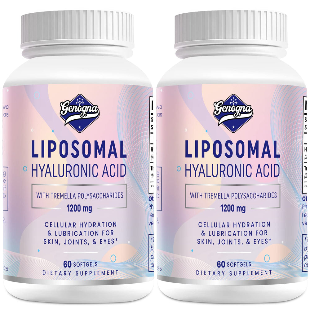 Genogna liposomal hyaluronic acid bottle showing hydration potential