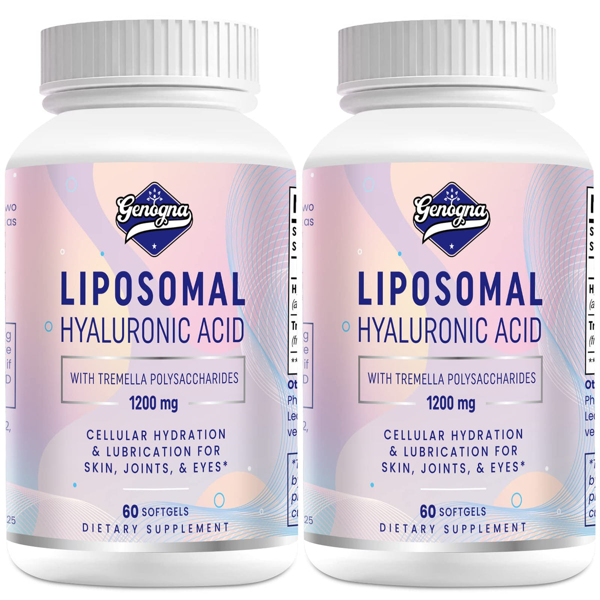 Genogna liposomal hyaluronic acid bottle showing hydration potential